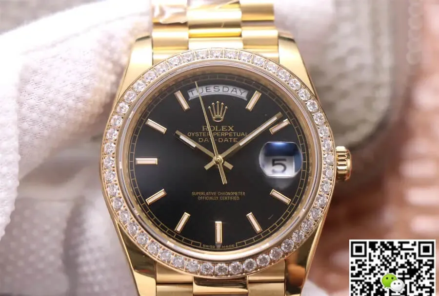 Rolex Day Date 40MM EW Factory 1:1 Best Edition Replica Watch Black Dial