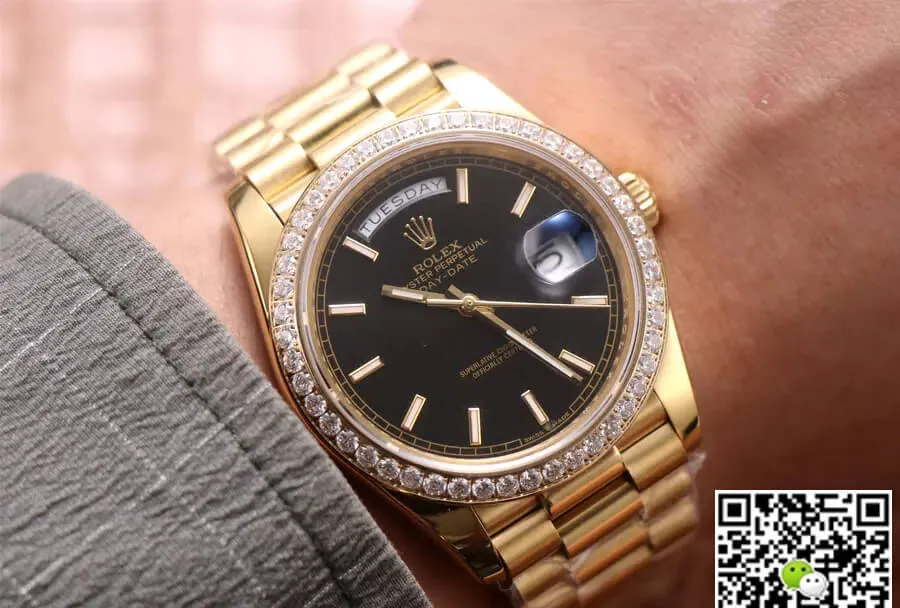 Rolex Day Date 40MM EW Factory 1:1 Best Edition Replica Watch Black Dial