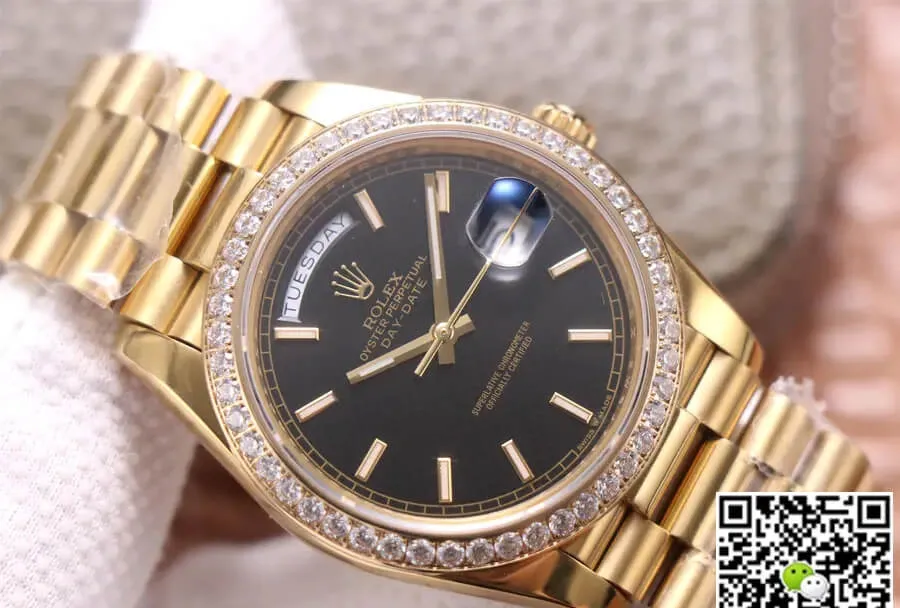 Rolex Day Date 40MM EW Factory 1:1 Best Edition Replica Watch Black Dial