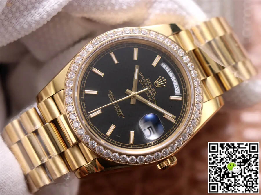 Rolex Day Date 40MM EW Factory 1:1 Best Edition Replica Watch Black Dial