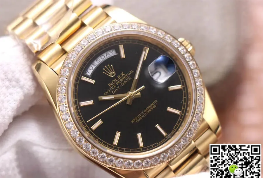 Rolex Day Date 40MM EW Factory 1:1 Best Edition Replica Watch Black Dial