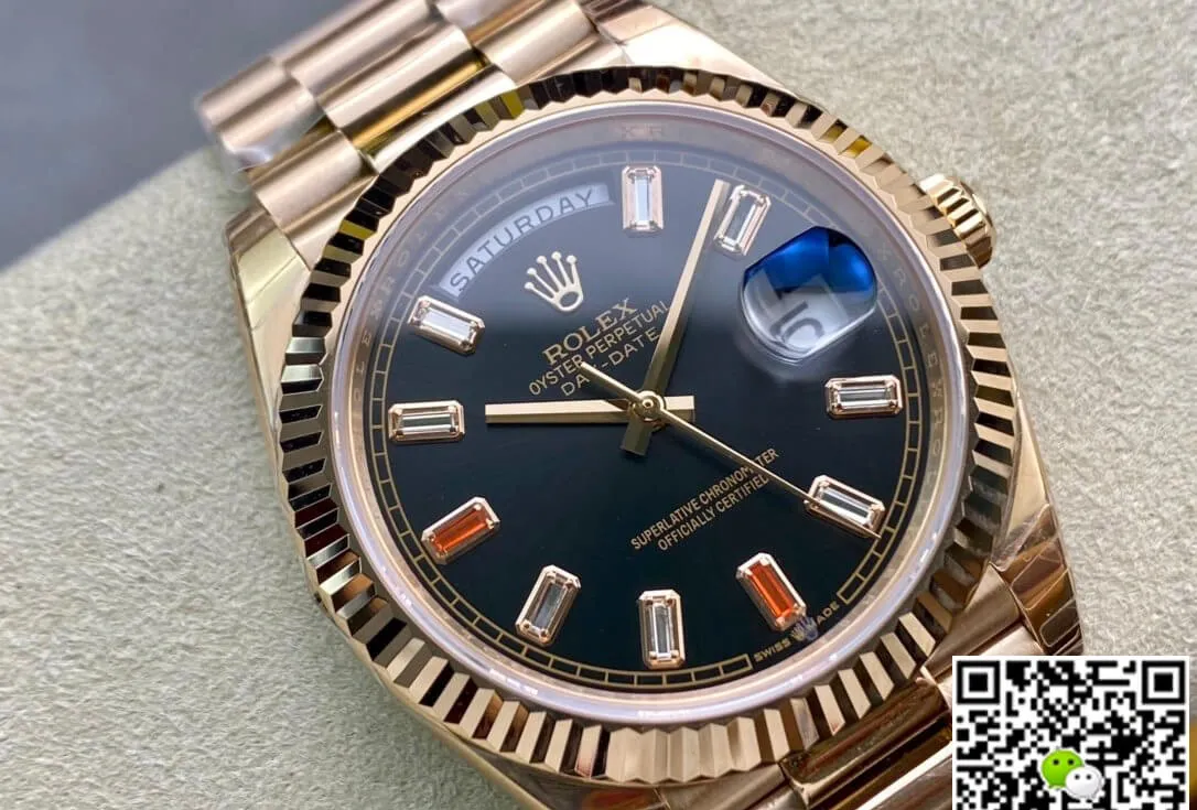 Rolex Day Date 40MM EW Factory 1:1 Best Edition Replica Watch Rose Gold Strap