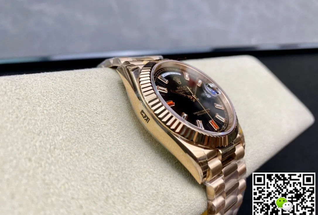 Rolex Day Date 40MM EW Factory 1:1 Best Edition Replica Watch Rose Gold Strap