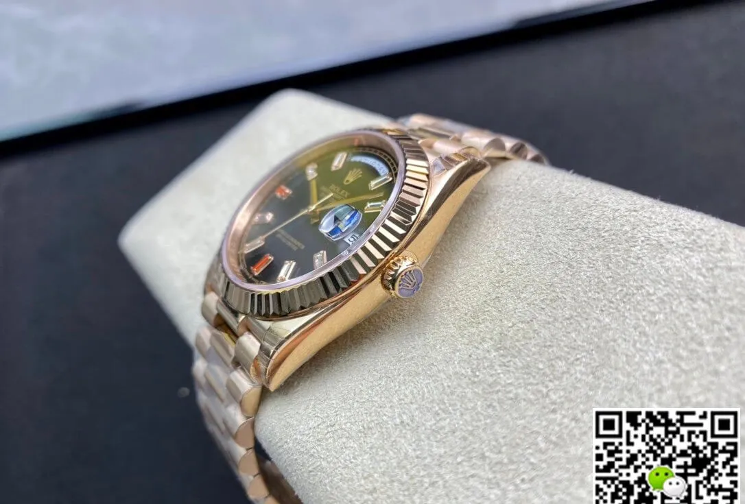 Rolex Day Date 40MM EW Factory 1:1 Best Edition Replica Watch Rose Gold Strap