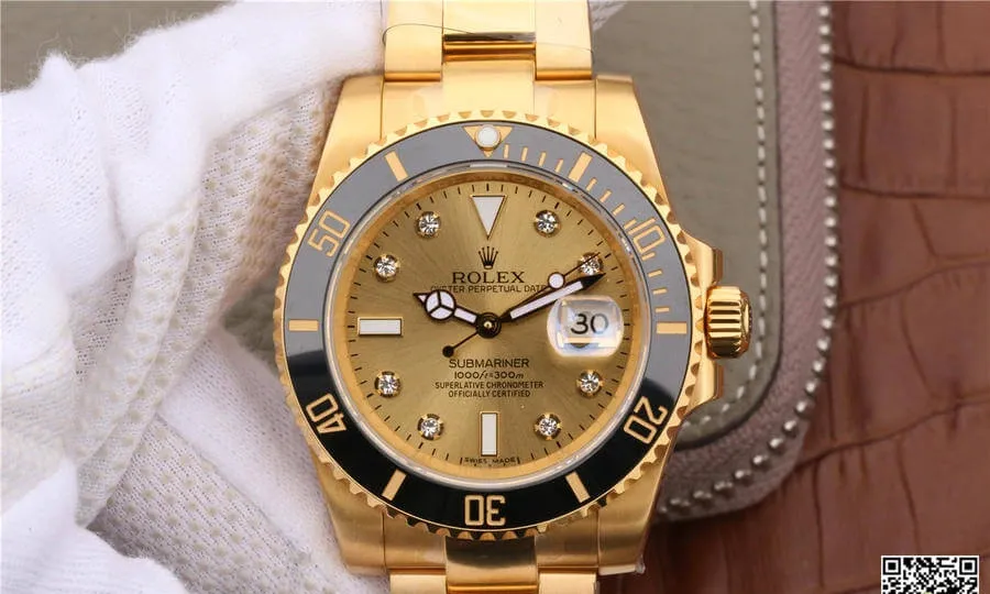 Rolex Submariner 116618 Noob Factory 1:1 Best Edition Replica Watch V7 Gold Strap