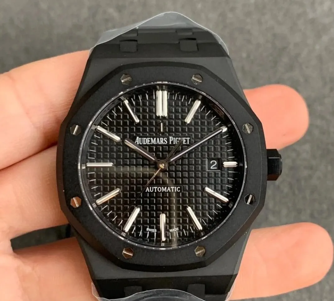 Audemars Piguet Royal Oak 15400 DLC Version ZF Factory 1:1 Best Edition Replica Watch Black Strap