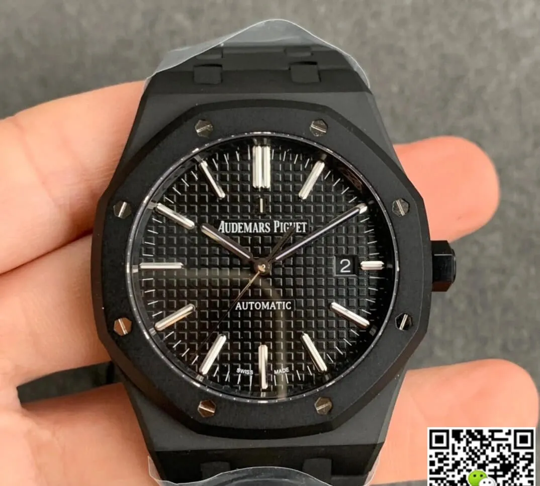 Audemars Piguet Royal Oak 15400 DLC Version ZF Factory 1:1 Best Edition Replica Watch Black Strap