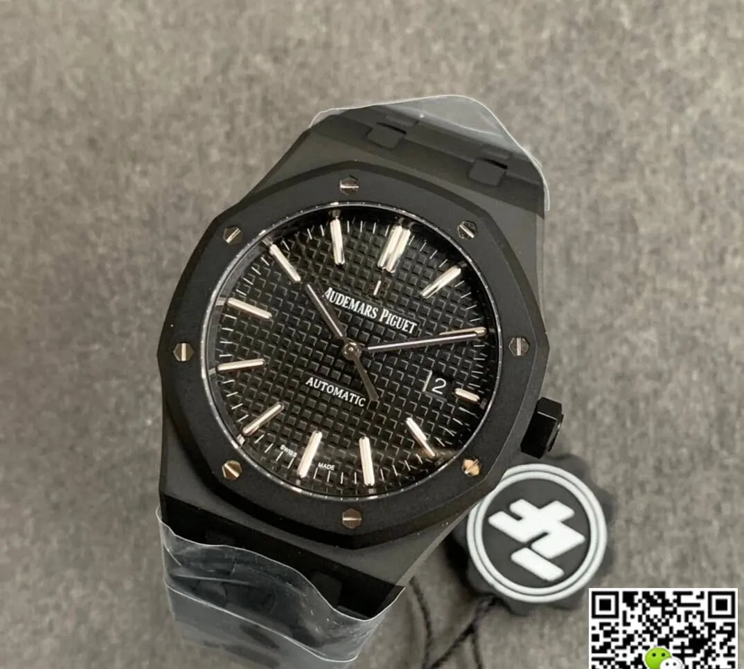 Audemars Piguet Royal Oak 15400 DLC Version ZF Factory 1:1 Best Edition Replica Watch Black Strap