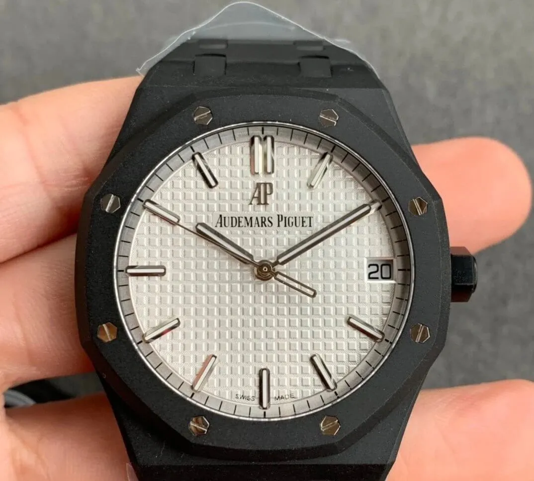 Audemars Piguet Royal Oak 15500 DLC Version ZF Factory 1:1 Best Edition Replica Watch Black Strap