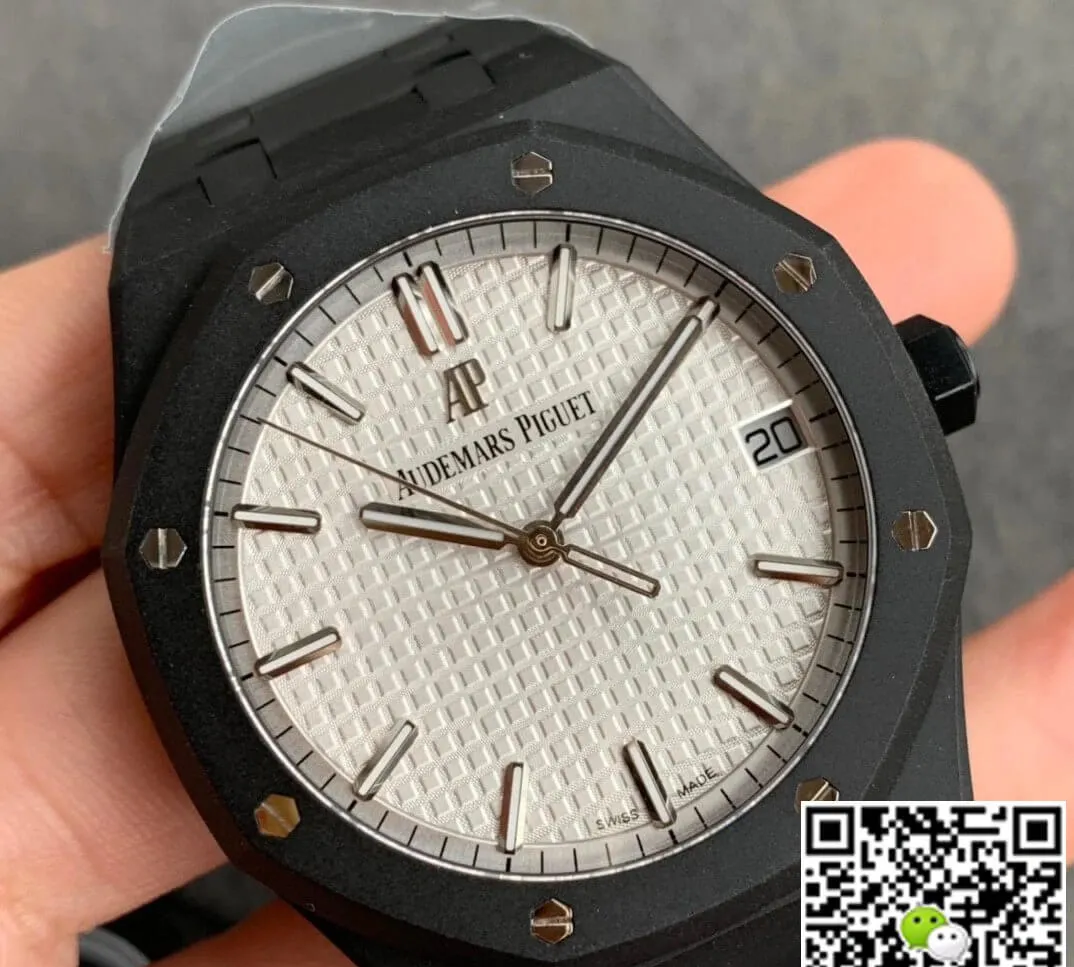 Audemars Piguet Royal Oak 15500 DLC Version ZF Factory 1:1 Best Edition Replica Watch Black Strap