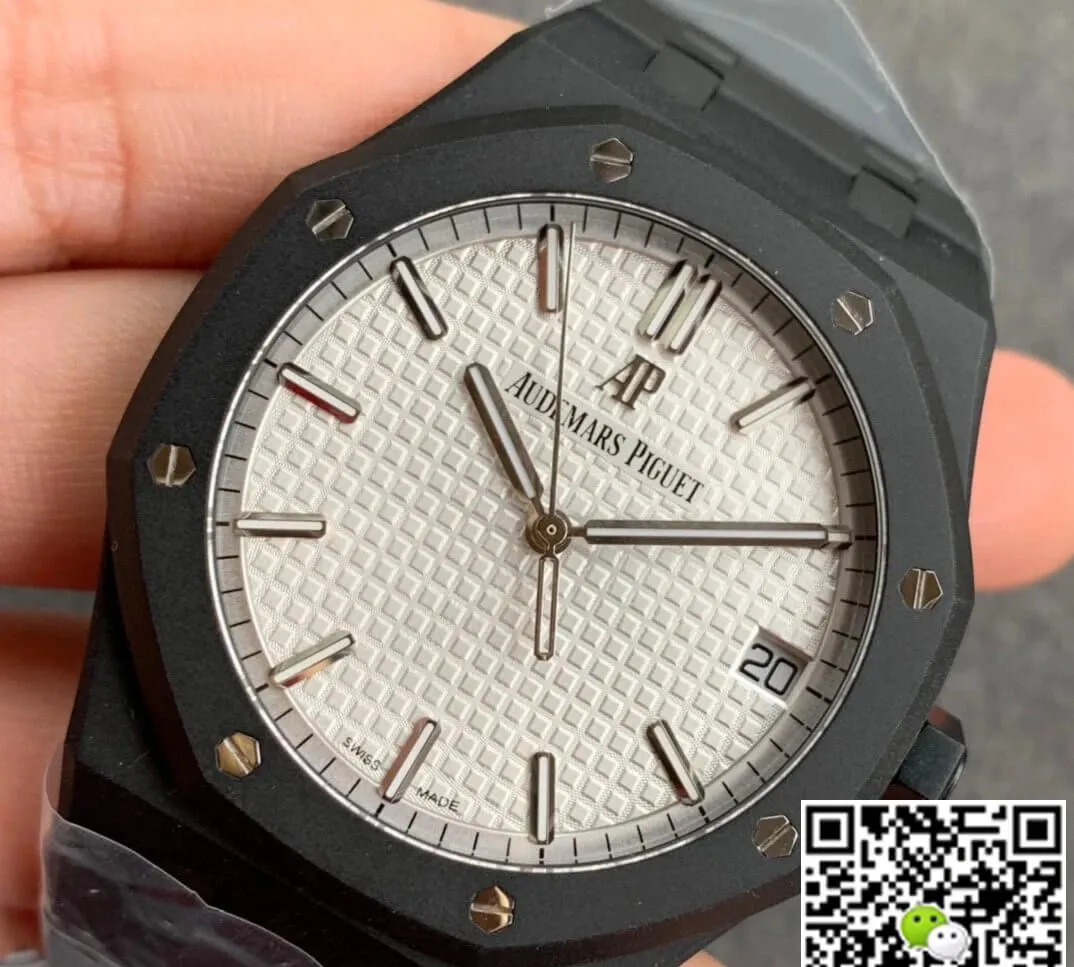 Audemars Piguet Royal Oak 15500 DLC Version ZF Factory 1:1 Best Edition Replica Watch Black Strap
