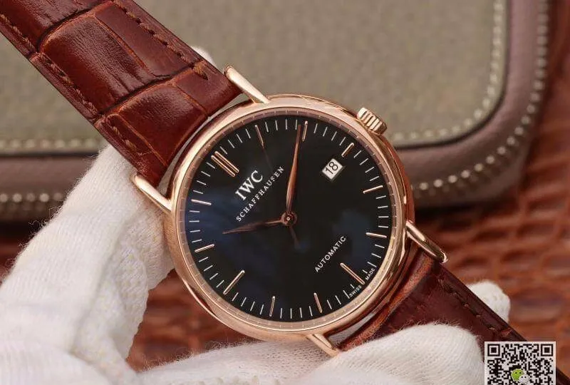 IWC Portofino IW356504 TW Facroty 1:1 Best Edition Replica Watch Swiss ETA30110 18K Rose Gold Black dial