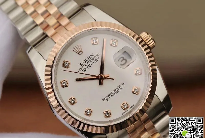 Rolex Date-Just 36mm Stainless Steel Two Tone GM Factory 1:1 Best Edition Replica Watch 18K Gold Wrapped Swiss ETA3135