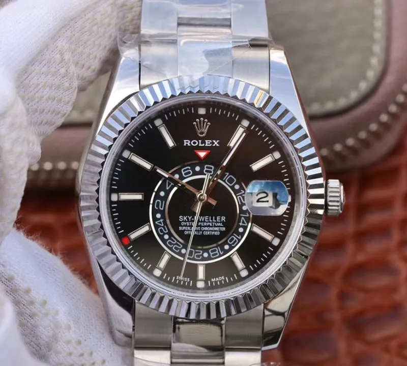 Rolex SKY-DWELLER 326139 Men Watches 1:1 Best Edition Replica Watch Swiss ETA2836 Black Dial