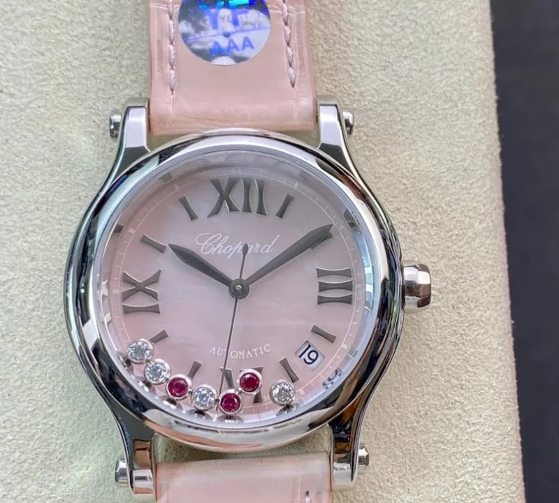 YF Factory Chopard Happy Sports Pink pearl dial 1:1 Best Edition Replica Watch