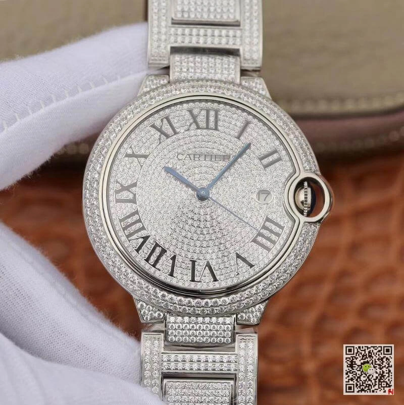 Ballon Bleu De Cartier WE9009Z3 42mm TW Factory 1:1 Best Edition Replica Watch Full Diamond Dial Swiss ETA2824