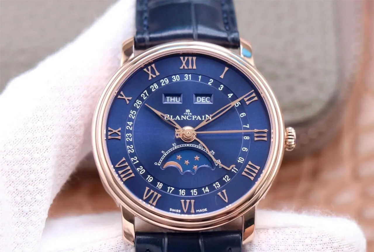 Blancpain Villeret 6654-3640-55 OM Factory 1:1 Best Edition Replica Watch V3 Blue Strap
