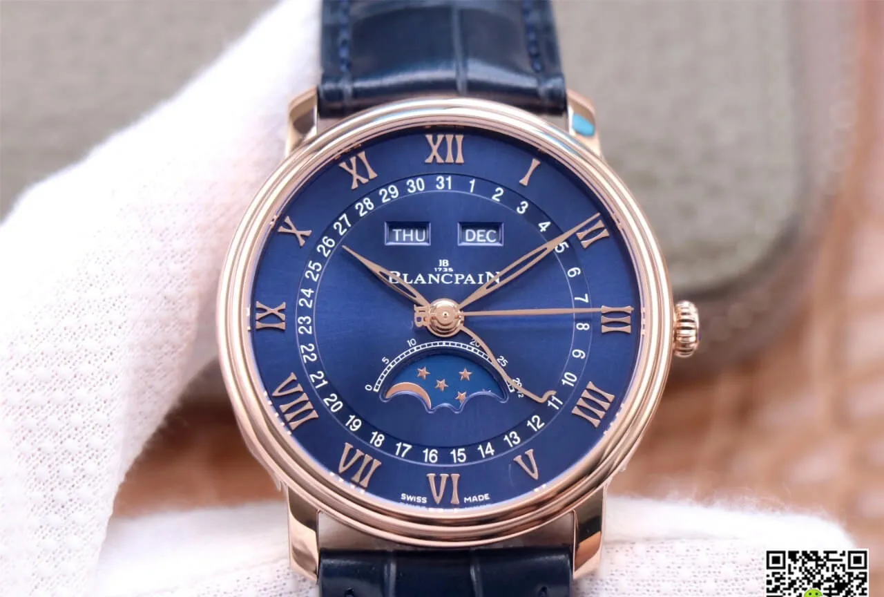 Blancpain Villeret 6654-3640-55 OM Factory 1:1 Best Edition Replica Watch V3 Blue Strap