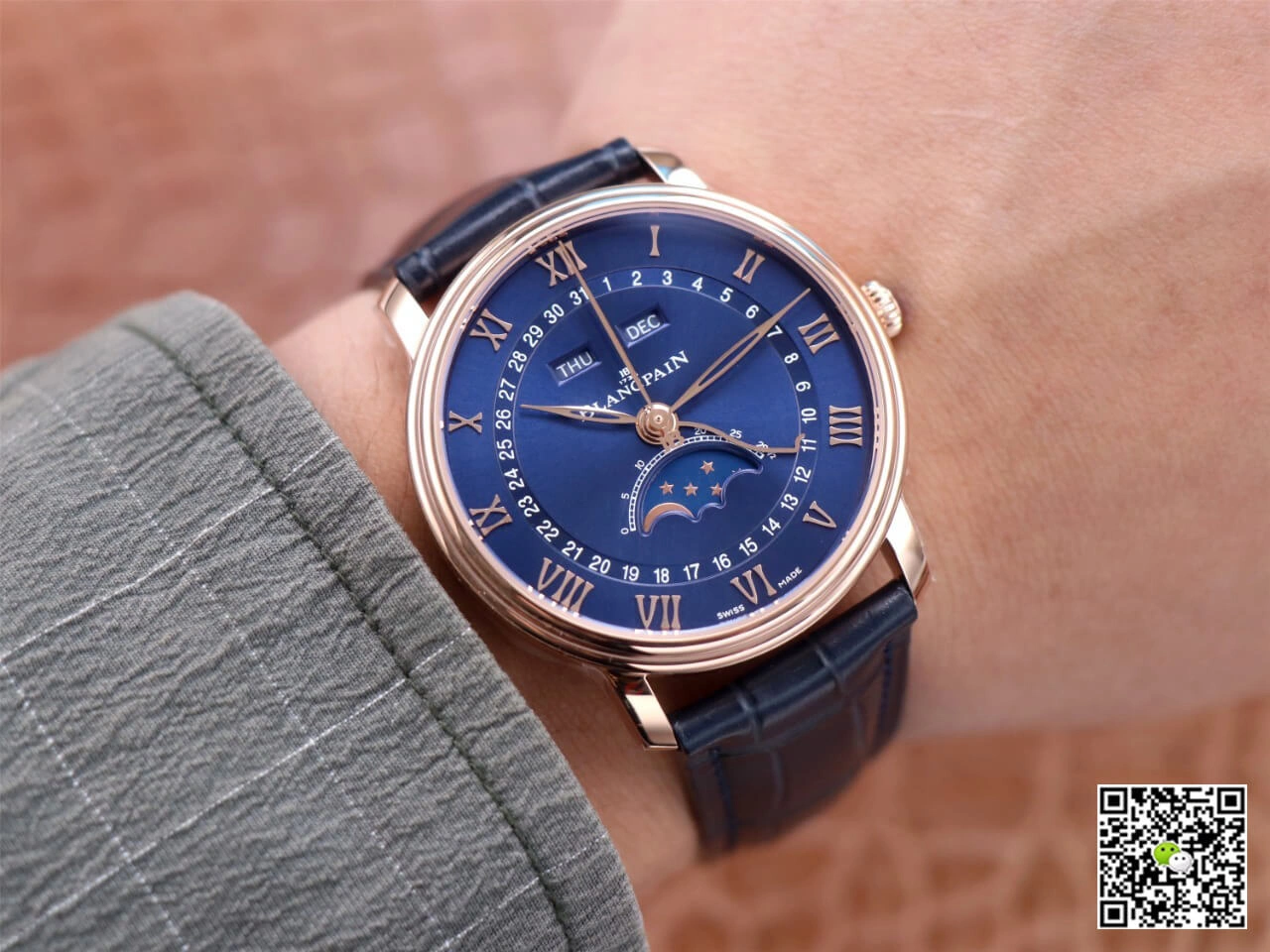 Blancpain Villeret 6654-3640-55 OM Factory 1:1 Best Edition Replica Watch V3 Blue Strap