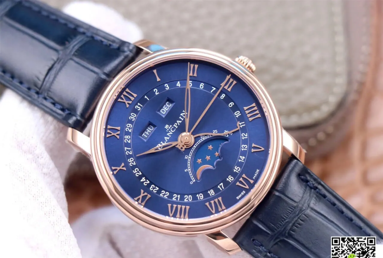 Blancpain Villeret 6654-3640-55 OM Factory 1:1 Best Edition Replica Watch V3 Blue Strap