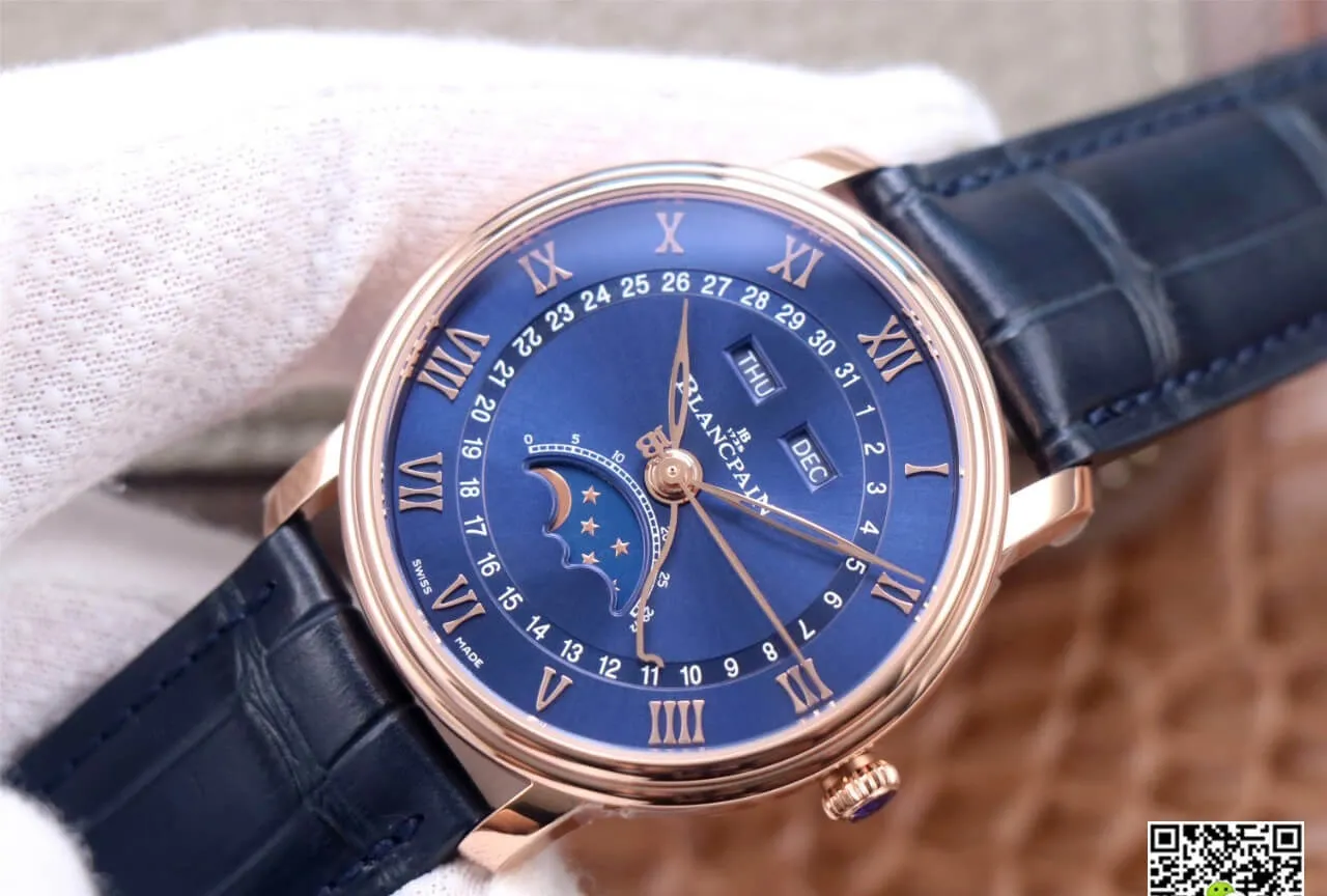 Blancpain Villeret 6654-3640-55 OM Factory 1:1 Best Edition Replica Watch V3 Blue Strap