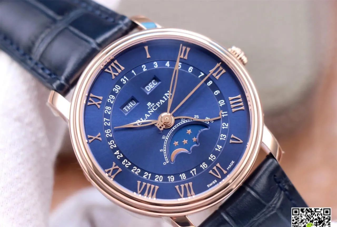 Blancpain Villeret 6654-3640-55 OM Factory 1:1 Best Edition Replica Watch V3 Blue Strap