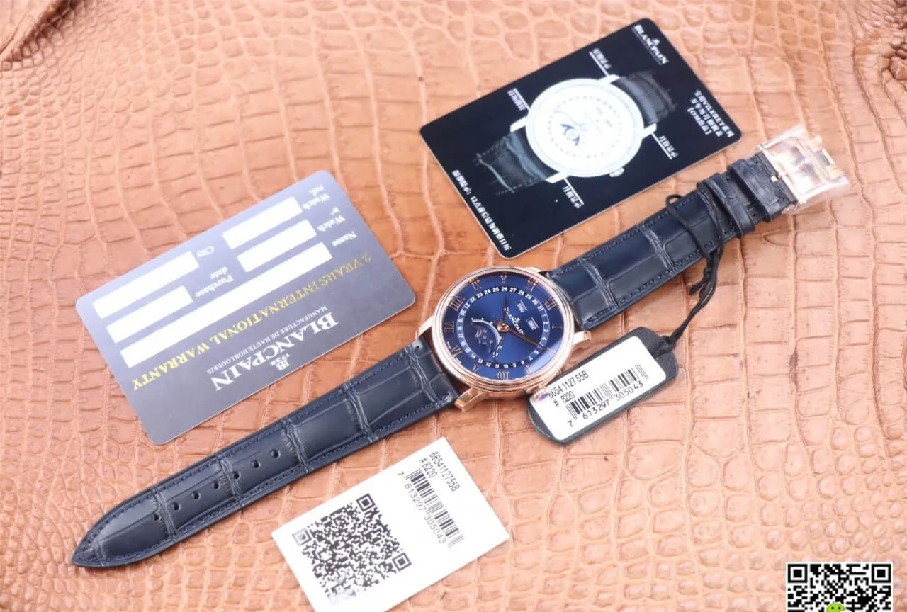 Blancpain Villeret 6654-3640-55 OM Factory 1:1 Best Edition Replica Watch V3 Blue Strap