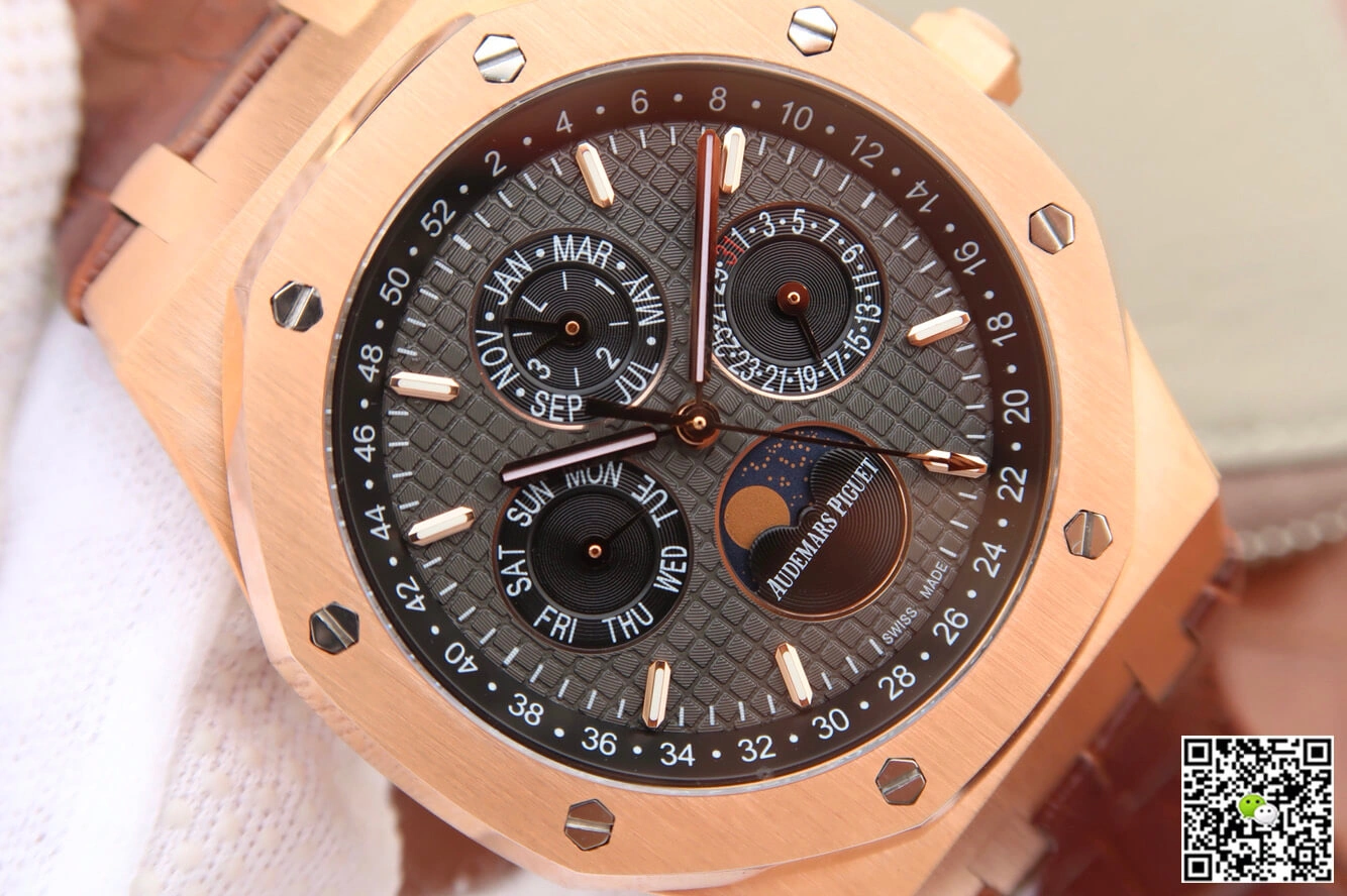 Audemars Piguet Royal Oak Perpetual Calendar 26574 JF Factory 1:1 Best Edition Replica Watch Brown Strap