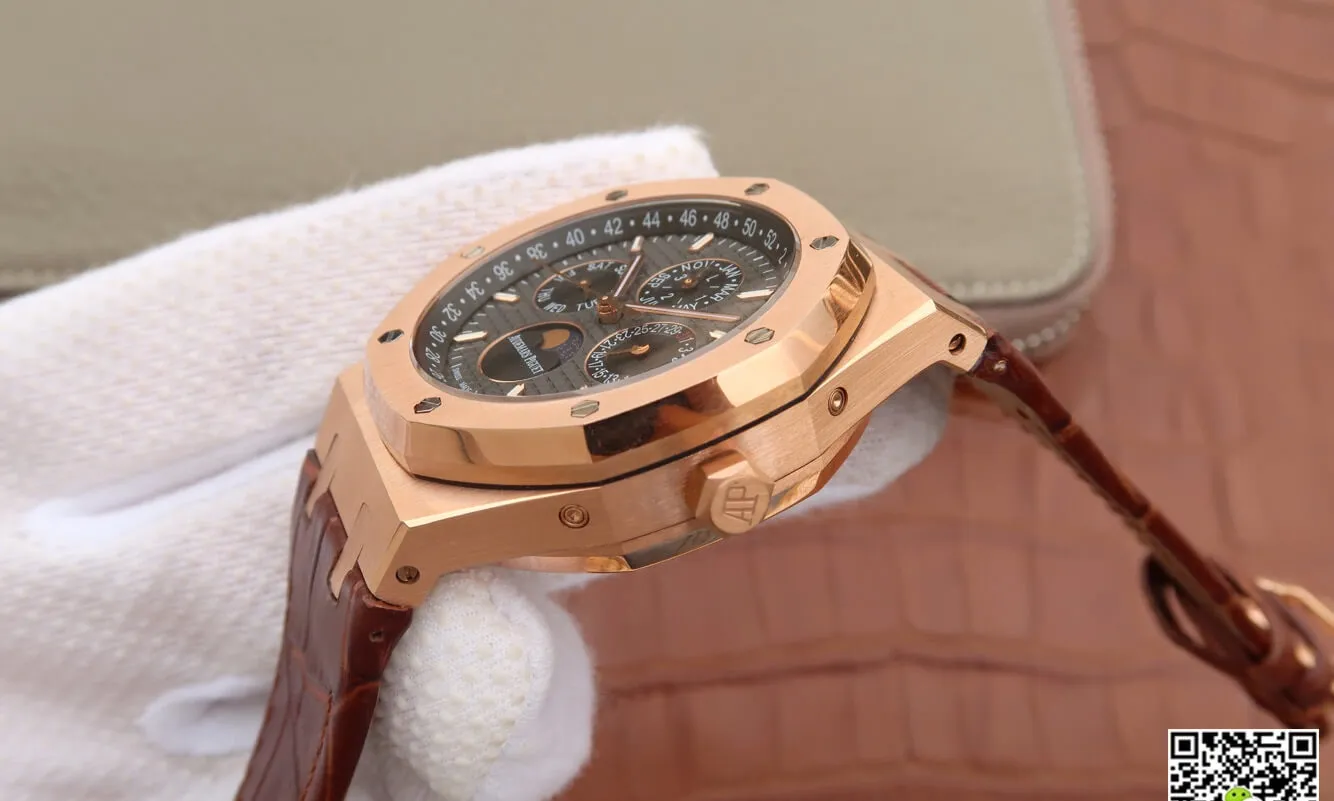 Audemars Piguet Royal Oak Perpetual Calendar 26574 JF Factory 1:1 Best Edition Replica Watch Brown Strap
