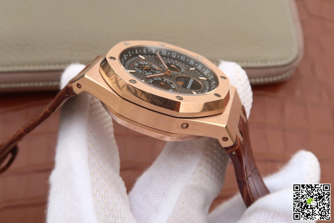Audemars Piguet Royal Oak Perpetual Calendar 26574 JF Factory 1:1 Best Edition Replica Watch Brown Strap