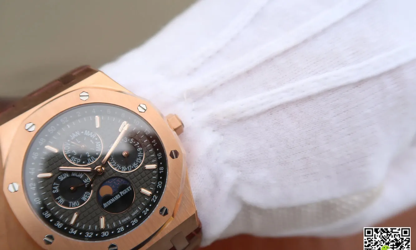 Audemars Piguet Royal Oak Perpetual Calendar 26574 JF Factory 1:1 Best Edition Replica Watch Brown Strap