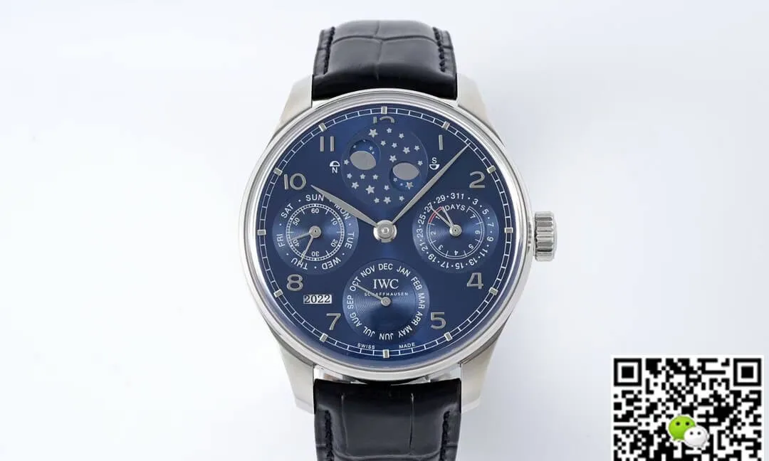 IWC Portuguese Perpetual Calendar IW503401 APS Factory 1:1 Best Edition Replica Watch Blue Leather Dial