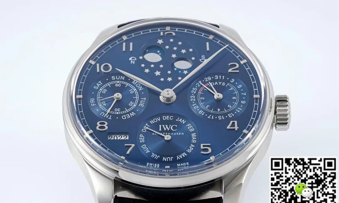 IWC Portuguese Perpetual Calendar IW503401 APS Factory 1:1 Best Edition Replica Watch Blue Leather Dial