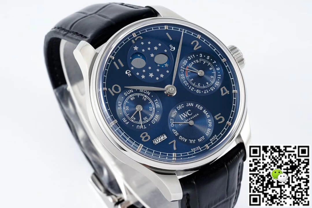 IWC Portuguese Perpetual Calendar IW503401 APS Factory 1:1 Best Edition Replica Watch Blue Leather Dial