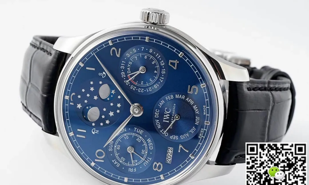 IWC Portuguese Perpetual Calendar IW503401 APS Factory 1:1 Best Edition Replica Watch Blue Leather Dial