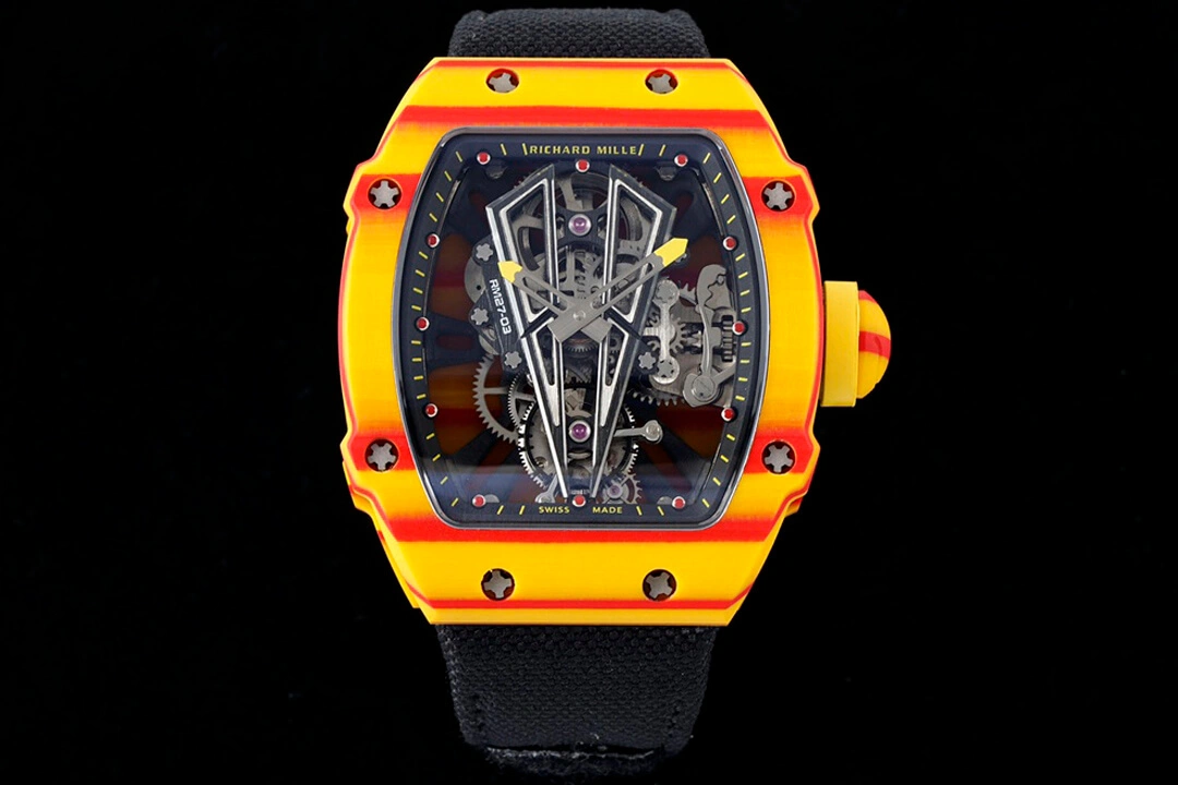 Richard Mille RM27-03 Rafael Nadal Tourbillon RM Factory 1:1 Best Edition Replica Watch Black Strap Skeleton Dial