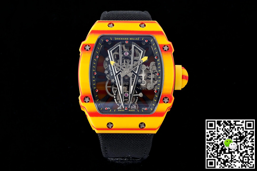 Richard Mille RM27-03 Rafael Nadal Tourbillon RM Factory 1:1 Best Edition Replica Watch Black Strap Skeleton Dial