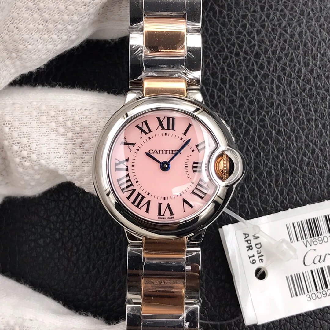 Ballon Bleu De Cartier 28MM V6 Factory 1:1 Best Edition Replica Watch V8 Pink Dial