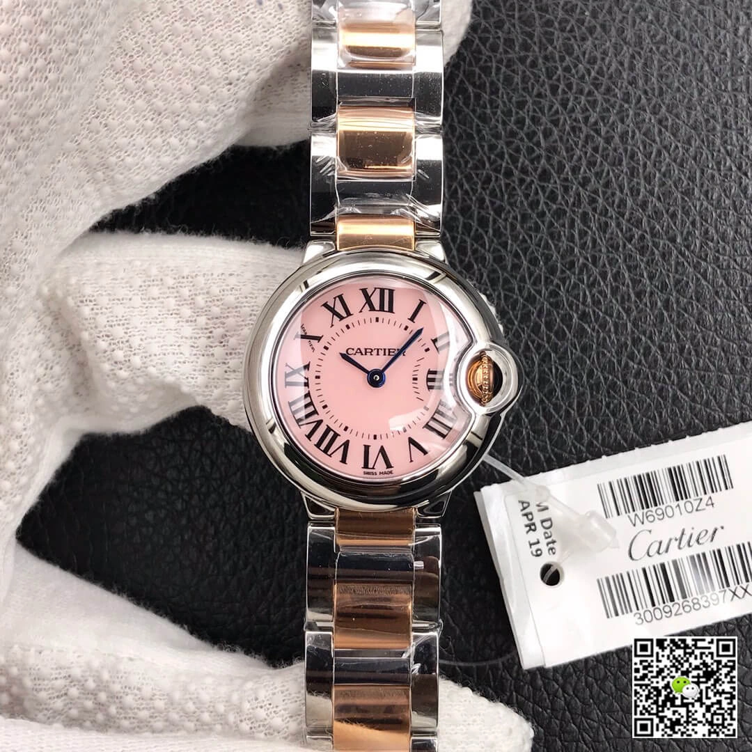 Ballon Bleu De Cartier 28MM V6 Factory 1:1 Best Edition Replica Watch V8 Pink Dial