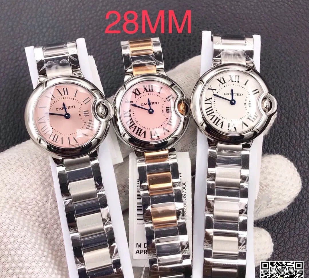 Ballon Bleu De Cartier 28MM V6 Factory 1:1 Best Edition Replica Watch V8 Pink Dial
