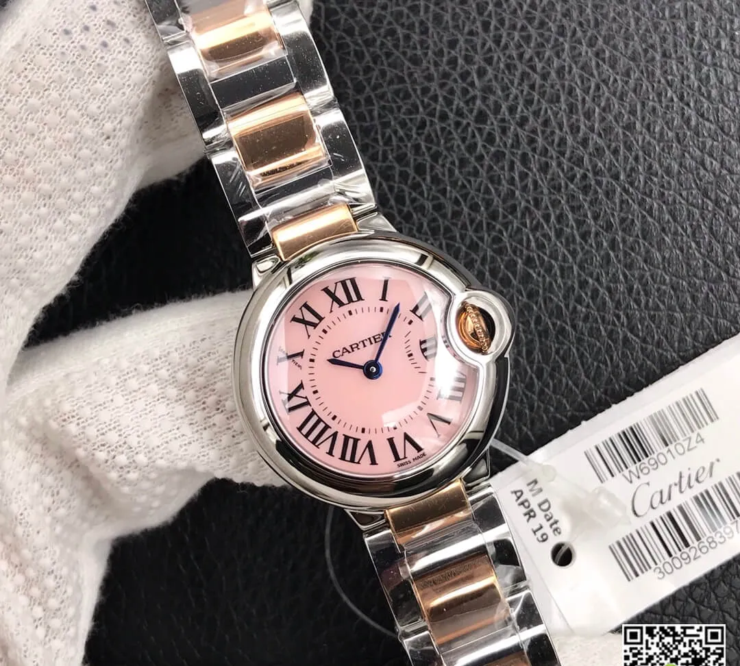 Ballon Bleu De Cartier 28MM V6 Factory 1:1 Best Edition Replica Watch V8 Pink Dial