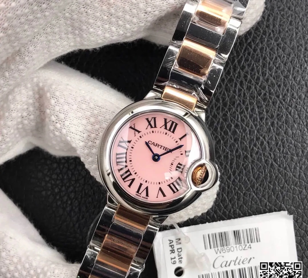 Ballon Bleu De Cartier 28MM V6 Factory 1:1 Best Edition Replica Watch V8 Pink Dial