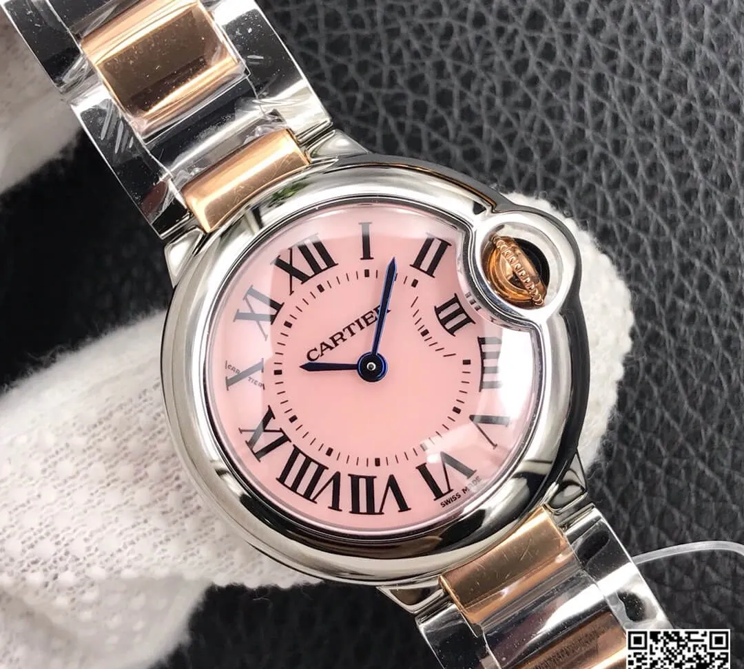 Ballon Bleu De Cartier 28MM V6 Factory 1:1 Best Edition Replica Watch V8 Pink Dial