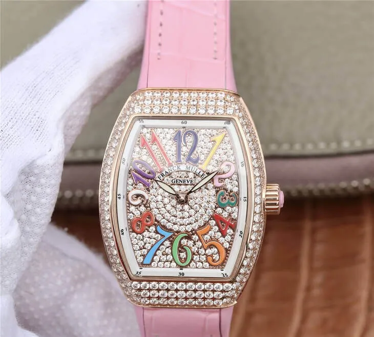 Franck Muller Vanguard Ladies ABF Factory 1:1 Best Edition Replica Watch Pink Strap