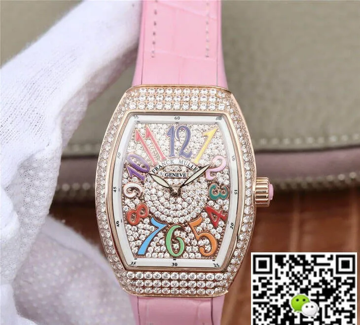 Franck Muller Vanguard Ladies ABF Factory 1:1 Best Edition Replica Watch Pink Strap