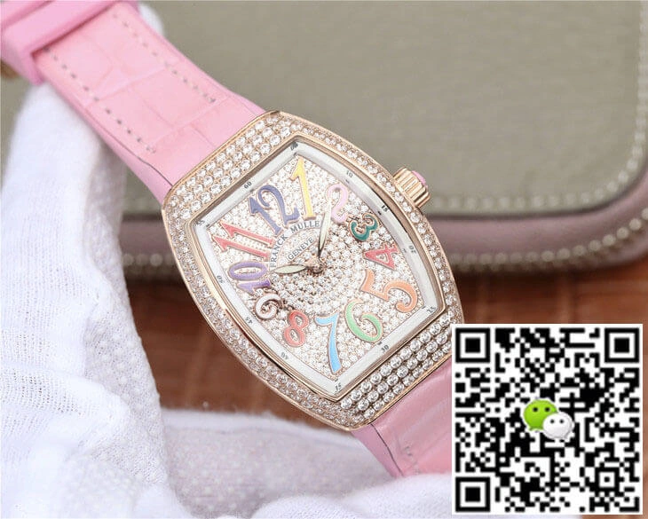 Franck Muller Vanguard Ladies ABF Factory 1:1 Best Edition Replica Watch Pink Strap