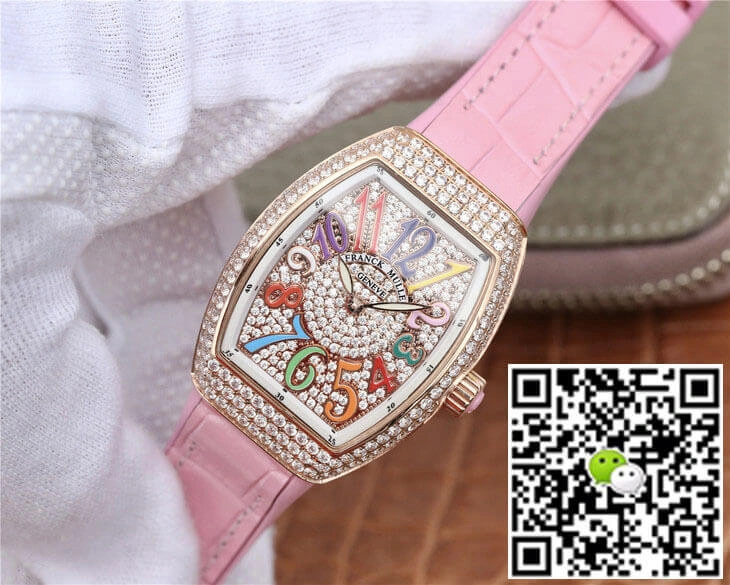 Franck Muller Vanguard Ladies ABF Factory 1:1 Best Edition Replica Watch Pink Strap
