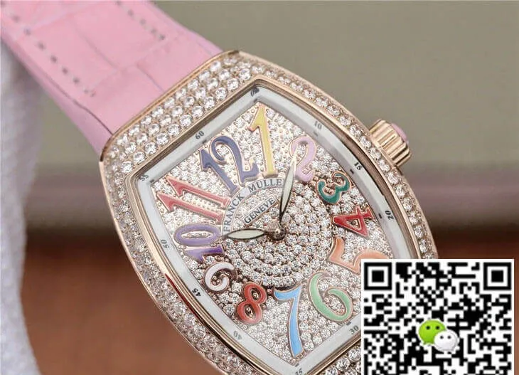 Franck Muller Vanguard Ladies ABF Factory 1:1 Best Edition Replica Watch Pink Strap