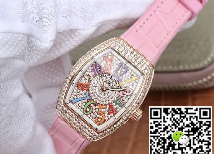 Franck Muller Vanguard Ladies ABF Factory 1:1 Best Edition Replica Watch Pink Strap