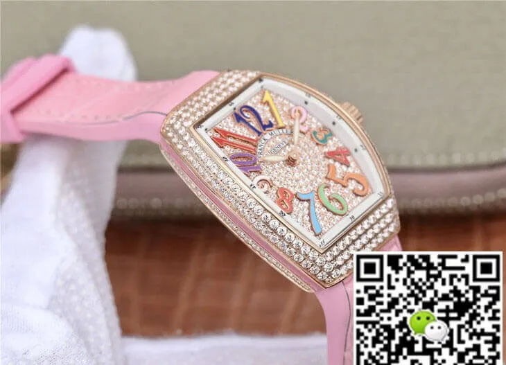 Franck Muller Vanguard Ladies ABF Factory 1:1 Best Edition Replica Watch Pink Strap